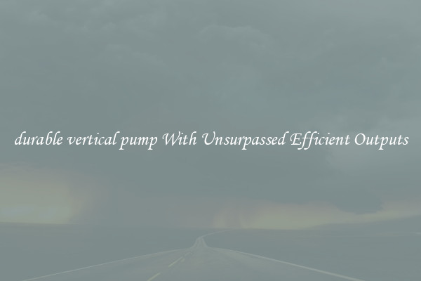 durable vertical pump With Unsurpassed Efficient Outputs