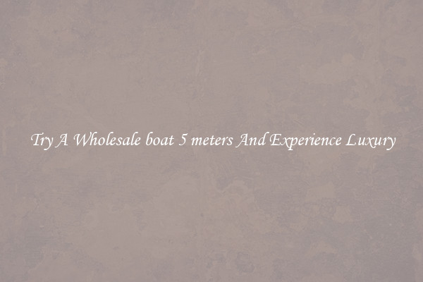 Try A Wholesale boat 5 meters And Experience Luxury